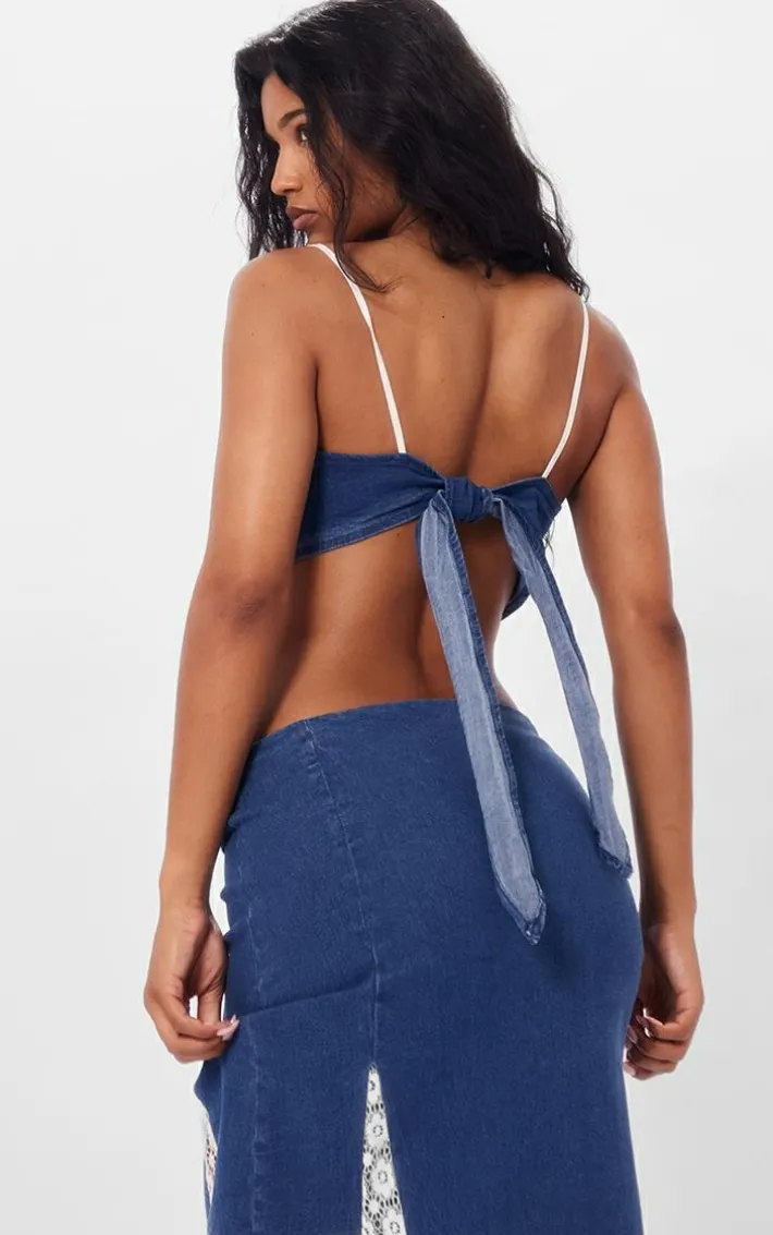 Indigo Denim Lace Insert Bralet