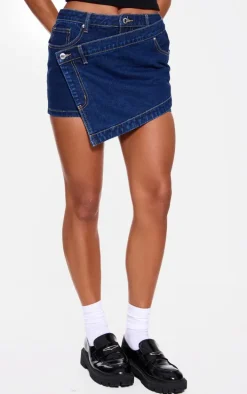 Indigo Denim Wrap Around Mini Skirt