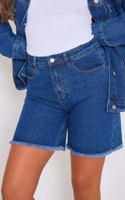Indigo Raw Hem Denim Jorts