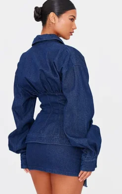 Indigo Tailored Style Long Sleeved Denim Shirt