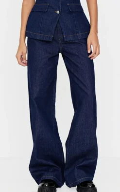 Indigo Tailored Style Wide Leg Jean