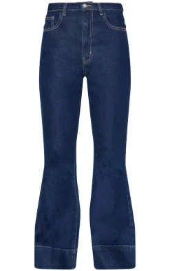 Indigo Wash Contrast Seam Flared Jeans