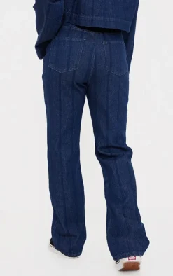Indigo Wash Stripe Denim Straight Leg Jeans