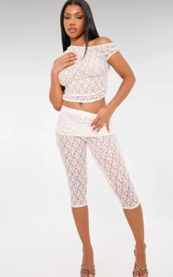 Ivory Lace Sheer Asymmetric Top