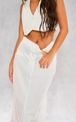 Ivory Tailored Seam Detail Back Pocket Maxi Skirt