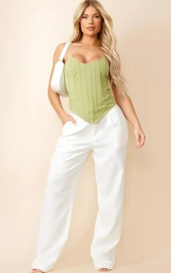 Khaki Cargo Boned Longline Structured Corset