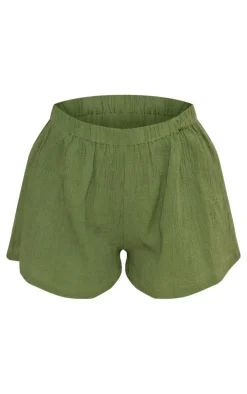 Khaki Cheesecloth Floaty Shorts