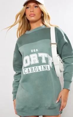 Khaki Contrast North Carolina Graphic Sweater Dress