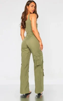 Khaki Corset Utility Jumpsuit
