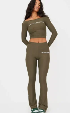 Khaki Cotton Long Sleeve Top