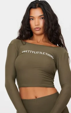 Khaki Cotton Long Sleeve Top