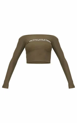 Khaki Cotton Long Sleeve Top