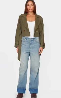 Khaki Cropped Trench Coat