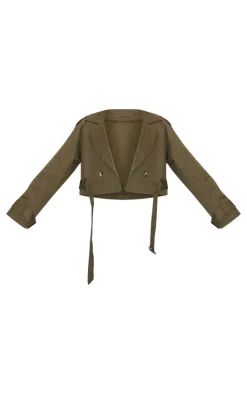 Khaki Cropped Trench Coat