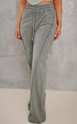 Khaki Drenched Printed Washed Loopback Sweatpants