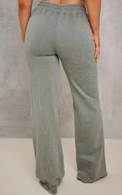 Khaki Drenched Printed Washed Loopback Sweatpants