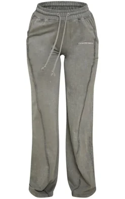 Khaki Drenched Printed Washed Loopback Sweatpants