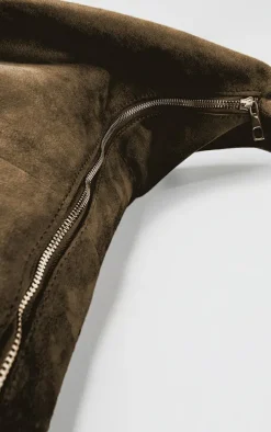 Khaki Faux Suede Oversized Slouchy Tote Bag