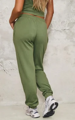 Khaki High Waisted Cuffed Sweatpants