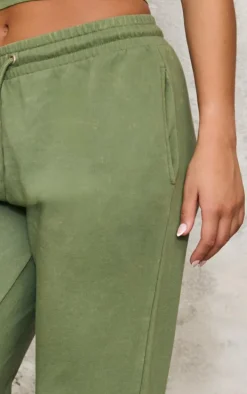Khaki High Waisted Cuffed Sweatpants