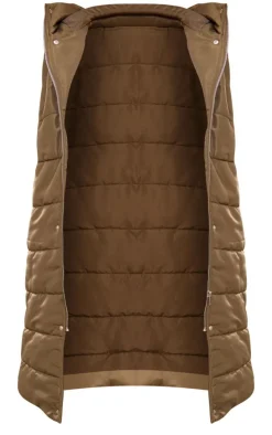 Khaki Longline Puffer Vest