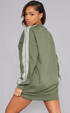 Khaki Pennsylvania Graphic Embroidered Sweater Dress