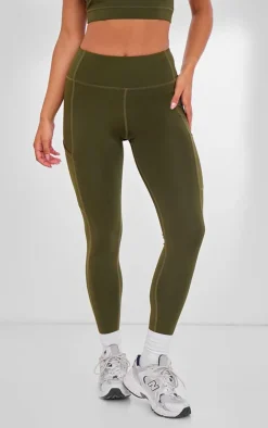 Khaki Pocket Detail Sculpt Leggings