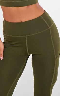 Khaki Pocket Detail Sculpt Leggings
