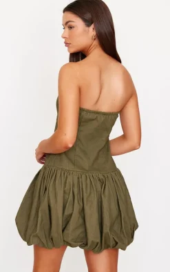 Khaki Premium Twill Puffball Dress