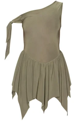Khaki Slinky Tie Strap Rara Skort Romper