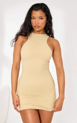 Khaki Snatched Sculpt Racer Dress