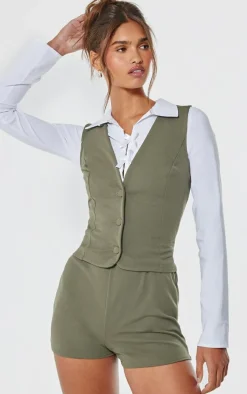 Khaki Soft Tailored Hotpants