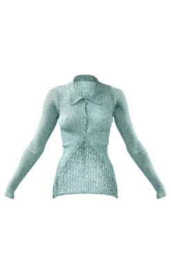 Khaki Space Dye Button Front Cardigan