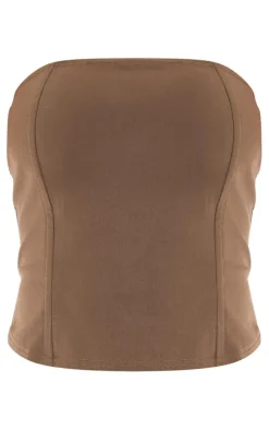 Khaki Stretch Woven Bandeau Corset