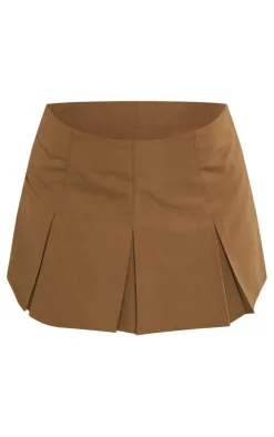 Khaki Tailored Woven Box Pleat Skater Skort