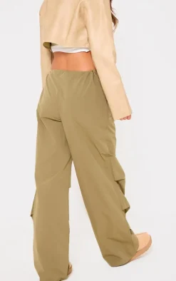 Khaki Thin Waistband Drawstring Detail Track Pants