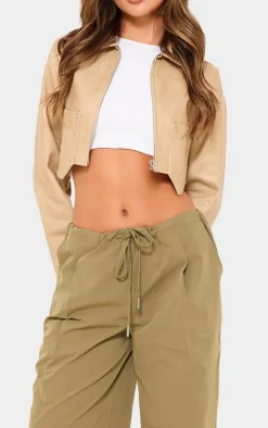 Khaki Thin Waistband Drawstring Detail Track Pants