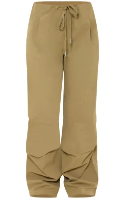 Khaki Thin Waistband Drawstring Detail Track Pants