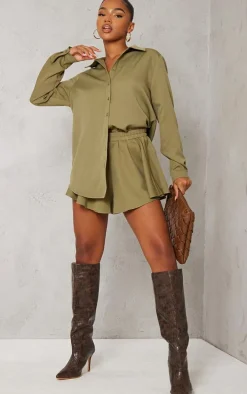 Khaki Woven Floaty Shorts