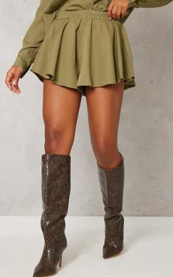 Khaki Woven Floaty Shorts