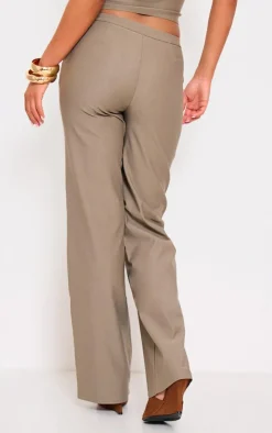 Khaki Woven Low Rise Straight Leg Pants