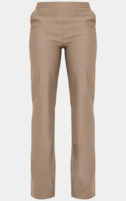 Khaki Woven Low Rise Straight Leg Pants