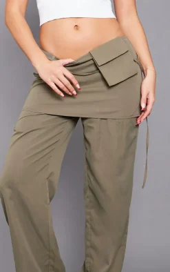 Khaki Woven Skirt Pants