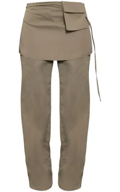 Khaki Woven Skirt Pants