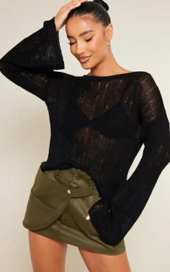 Khaki Woven Wrap Detail Micro Mini Cargo Skirt