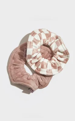 Kitsch Microfiber Towel Scrunchies - Terracotta Checker