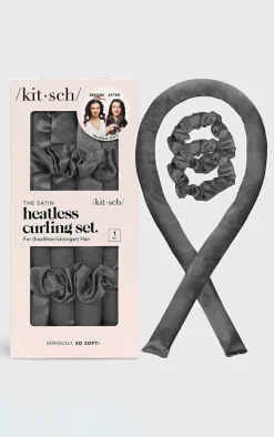 Kitsch Satin Heatless Curler 3 Piece Set Charcoal
