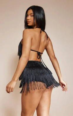 Kristine Black Tassel Romper