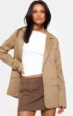 Latte Linen Look Pocket Detail Blazer