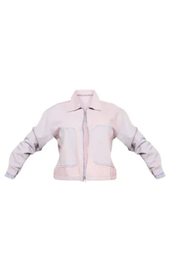 Lavender Oversized Washed Denim Jacket